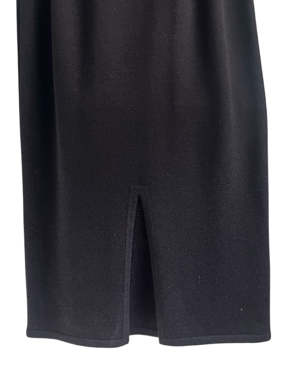 St John Basics Black Knit Midi Skirt 4 Pull On Pencil Stretch Slit Workwear - Picture 10 of 11